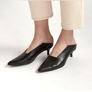 Thakoon Genuine Leather Kitten Mule. Black. New with Box